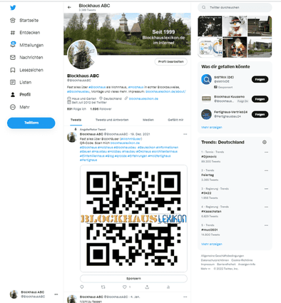 Blockhauslexikon.de - BlockhausABC auf Twitter - Twitter - Kurznachrichten über  Blockhausbau und  Blockhäuser zum Wohnen - Informationen - Baulexikon - Lexikon