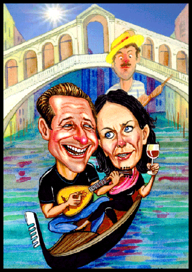 H. C. Strache und Eva Glawischnig in einer Gondel in Venedig.