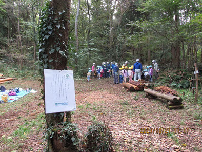 植樹：第二広場の隅にみんなで植えます