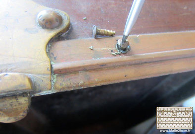 brass screw split head vuitton trunk restoration