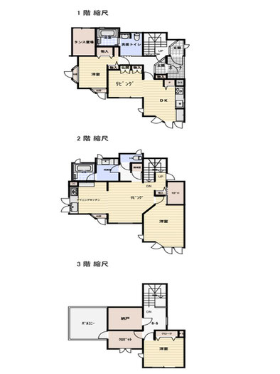 ３階建　二世帯住宅　間取　プラン