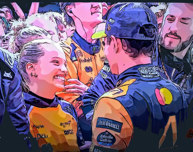 Lando Norris y la actriz Magui Corceiro