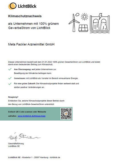 meta Fackler verwendet 100% Ökostrom