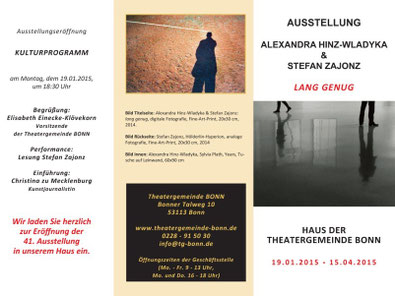 Haus der Theatergemeinde Bonn / lang genug - Ausstellung mit Gedichte-Lesung Einführung: Christina zu Mecklenburg, Bonn, 2015