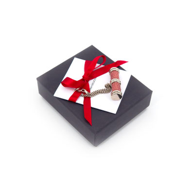 Key-ring  in Coral pink Shagreen 