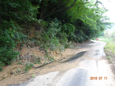 銀山から落石へ降りる道。7月9日に開通。鶏の餌、無事配送。