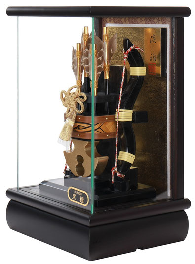 破魔弓 黒檀 福寿（ふくじゅ）6号 高さ29cm ケース入 四角（1214-06-930）横