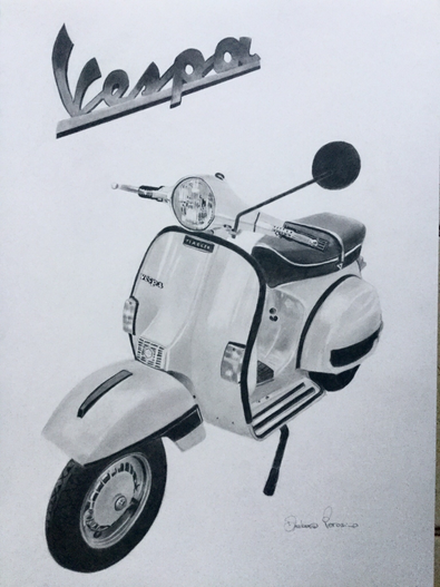 Vespa Piaggio - Grafite su foglio 36x50cm