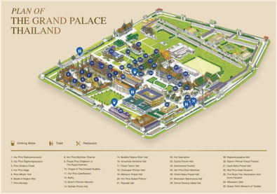 Plan Grand Palace, Map Grand Palace, Map Königspalast Bangkok, Karte Königspalast Bangkok