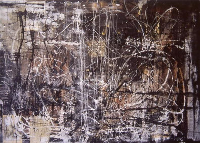 Matères, écritures, couleurs ; anagogie n°13 - 100cm x 140cm - Année 1997