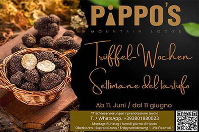 Settimane del tartufo al ristorante Pippo's Mountain Lodge a Soprabolzano