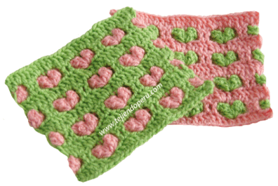 Tutorial: punto fantasía con corazones en relieve tejido a crochet