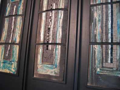 tableaux rakus incrustés de mosaique, theme eau et lumiere