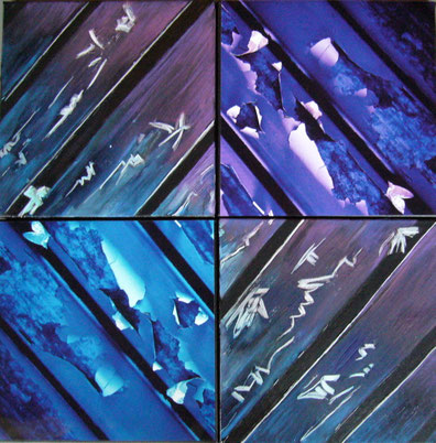 "éphémère" - 2 toiles et 2 photos de 30X30 - photos de Laurent SAURET - 2011