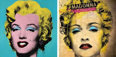 Pochette de l'Album de Madonna "Celebration" en référence à la "Marylin" de Warhol