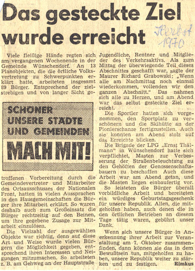 Bild: Wünschendorf Erzgebirge Rathaus Zeitung 1970