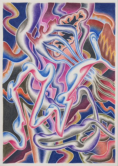 Error & Terror, 2024, colored pencil on paper, 42 x 29,7 cm