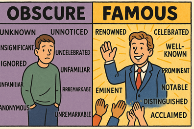 Famous - Sinónimos y antónimos en inglés - Ejercicio