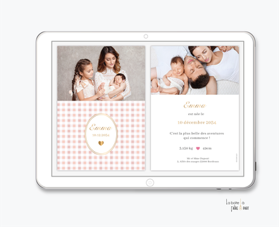 faire-part naissance fille numérique-faire part électronique-faire part numérique-imprimable-pdf numérique-faire part connecté-faire-part à envoyer par sms-mms-par mail-réseaux sociaux-whatsapp-facebook-vichy-vintage-photo-retro