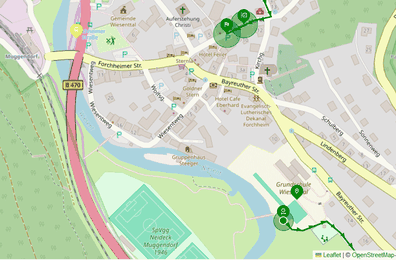 Muggendorf FH 11 K: Ziel und Start (GPS-Radius)