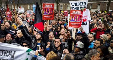 Demo mod Geert Wilders racistiske parti PVV i Amsterdam