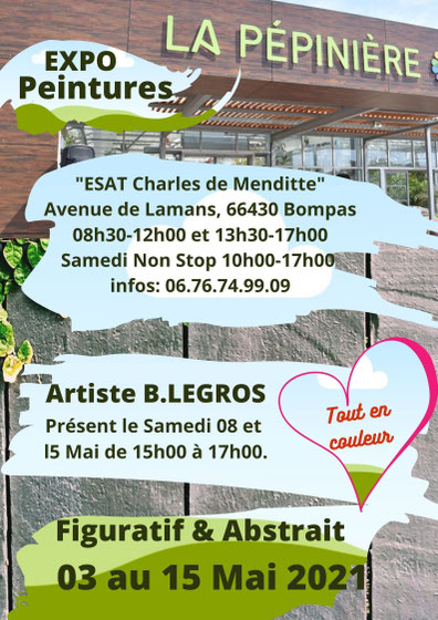 Exposition peintures de Bernard Legros à Bompas 66430 Pyrénées Orientales