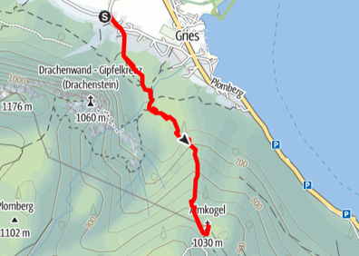 Routenverlauf vom Gasthof Drachenwand auf den Almkogel