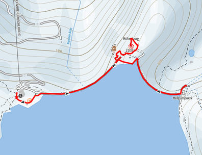 Route vom Bergrestaurant Mooserboden auf die Höhenburg und weiter entlang der Kapruner Hochgebirgsstauseen
