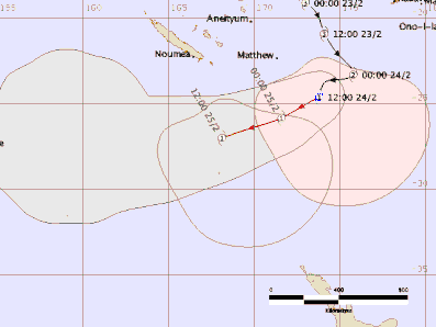 Tropical Cyclone Winston track map over Fiji  issued 25 February 2016 , from Fiji Meteorological service
