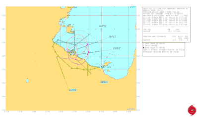 Forecast track map of tropical cyclone Alfred. from JTWC