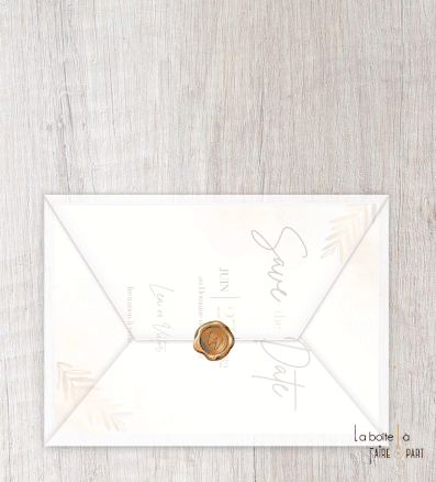 Save the date mariage gif animé- Save the date mariage virtuel-Save the date mariage digital-Save the date mariage numérique animé-à envoyer via les réseaux sociaux-whatsapp-facebook-messenger-mms--dégradé rose-branche de laurier-doré