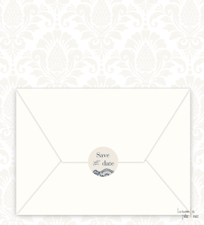 Save the date mariage numérique animé, dentelle, bleue, tige champêtre, nacré, chic elegant, raffiné