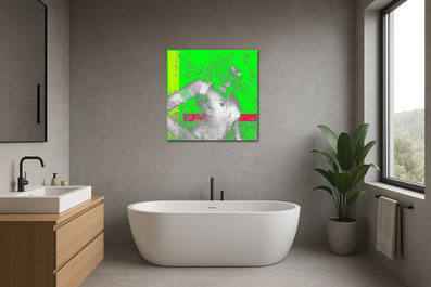 Wohnbeispiel im Badezimmer/ Divo Santino Kunstdruck STRICHCODE