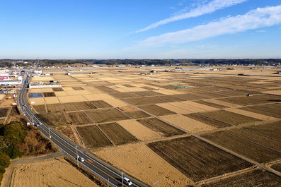 玉造虹の塔から遠くに望める行方台地