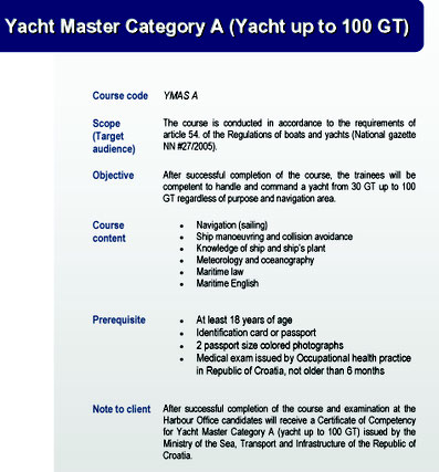 kroatien yachtmaster privates komerzielles kommandieren yachten 100 brz 500 gt panama maritime authority 