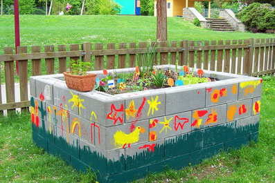 Hochbeet Schalungssteine in Farbe