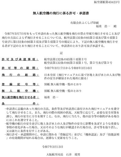 許可・承認書