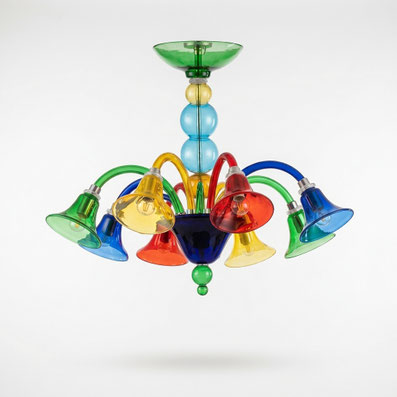 lampadario Murano moderno Laurent multicolore artigianale
