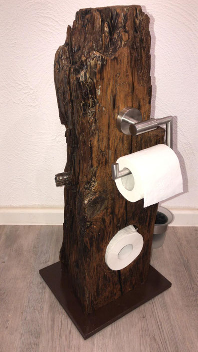 Klorollenhalter aus Altholz. Rustikale Toilettenpapierhalter
