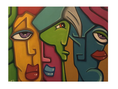 Colored Faces 80 x 60 Acryl 