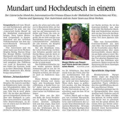 Mittelbadische Zeitung, OT Gengenbach 27.Nov.2023