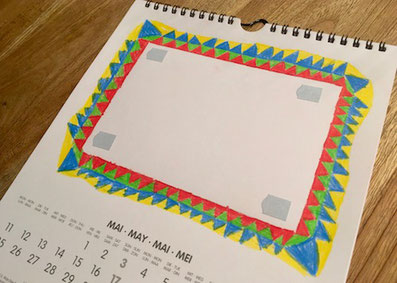 bastelkalender, bilderrahmen, fotokleber