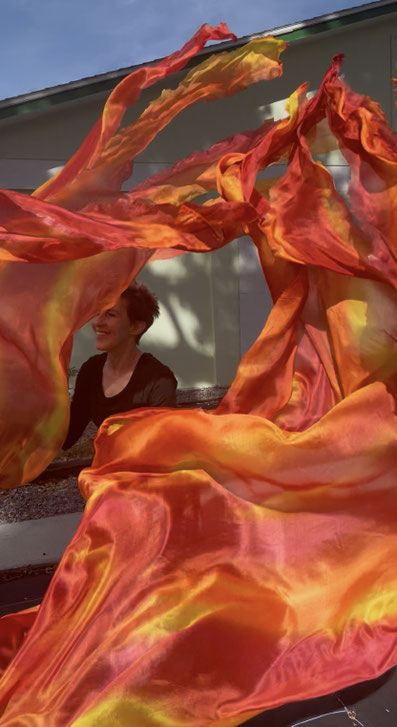 Flexible Silk Flags that look like Fire