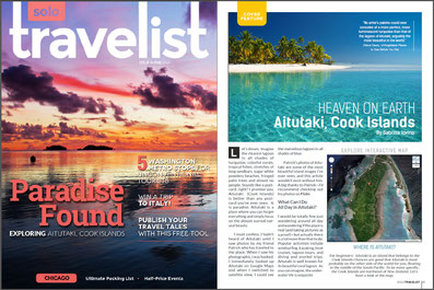 Solo Travelist February Issue 2014 features my article "Heaven on Earth - Aitutaki, Cook Islands" by Sabrina Iovino | JustOneWayTicket.com