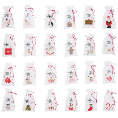 Beutelchen/ Stickstoffe/ Stickgarn für Adventskalender