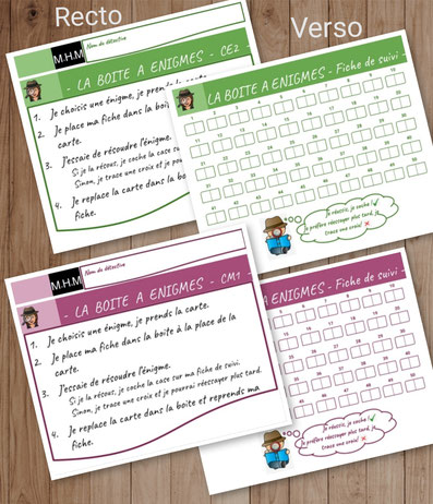 MHM Méthode heuristique Maths Mathématiques cycle2 cycle3 CE2 CM1 Boites à énigmes Fiche de suivi