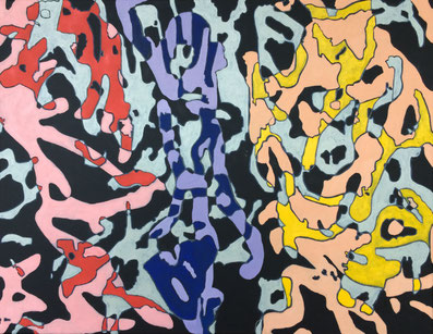 Conglomerate.  Oil and pastel pencil on canvas prepared with blackboard paint. 90 cm x 70 cm.