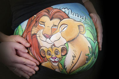 Bellypaints met tekenfilms en stripfiguren