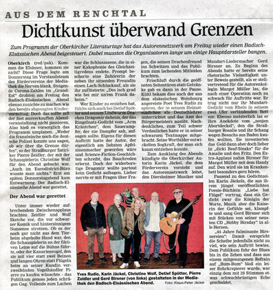 Mittelbadische Presse ARZ am 20.10.2020