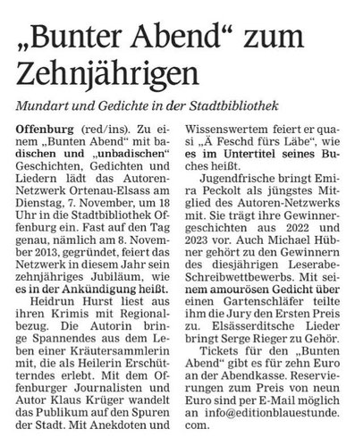 Mittelbadische Presse Offenburger Tageblatt 2.11.2023
